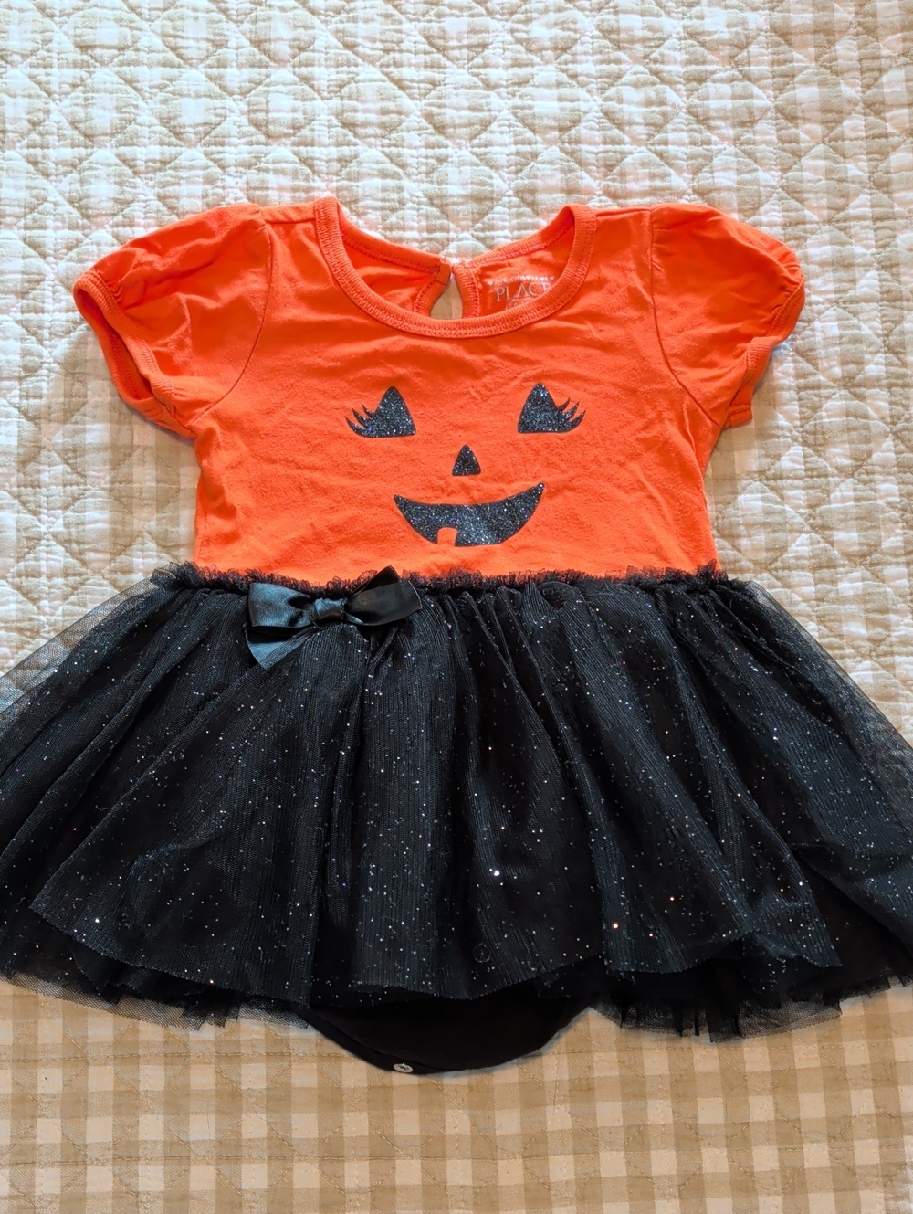 The Children's Place Orange & Black Jack-O'-Lantern Tutu Dress